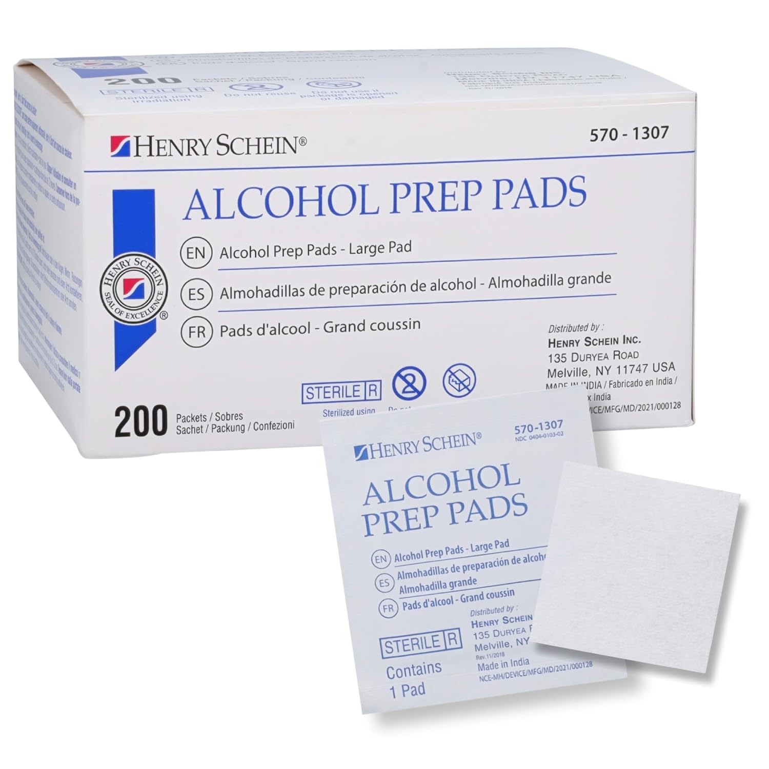 Henry Schein Large Alcohol Prep Pads — 200 Count