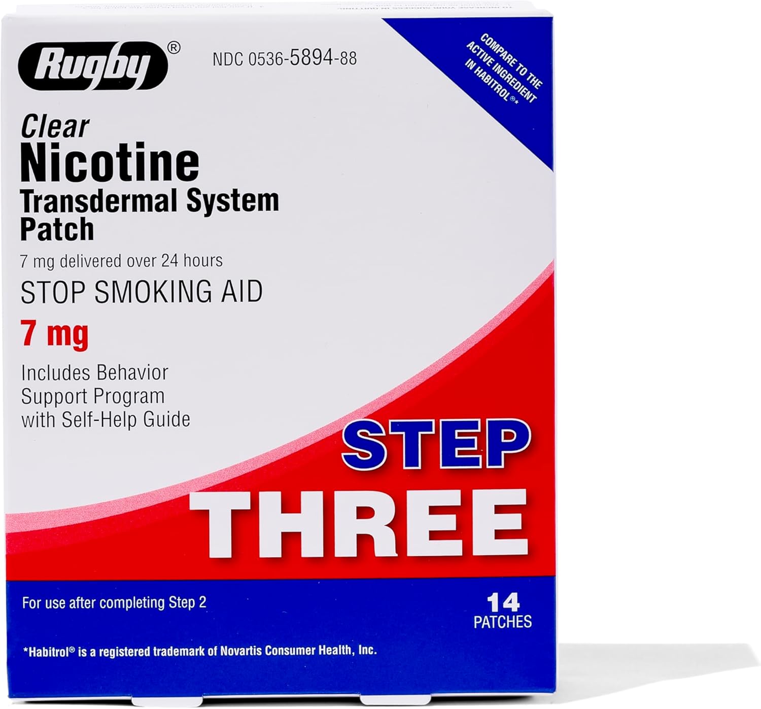 Rugby Nicotine Transdermal Patches — 7mg, 14 Count (Step 3)